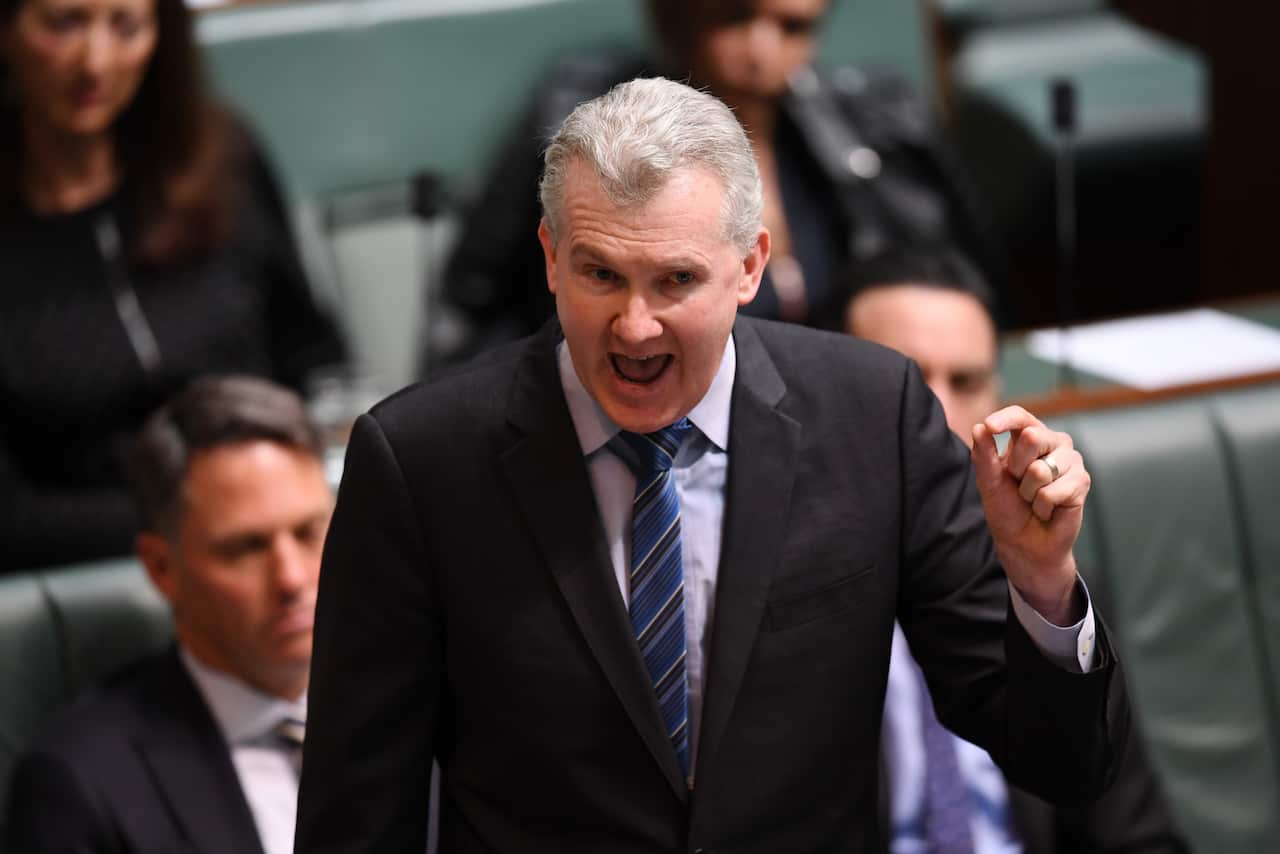 The manager of the Opposition Tony Burke delivers a speech on citizenship in the House of Representatives at Parliament House in Canberra, Monday, August 14, 2017. (AAP Image/Lukas Coch) NO ARCHIVING