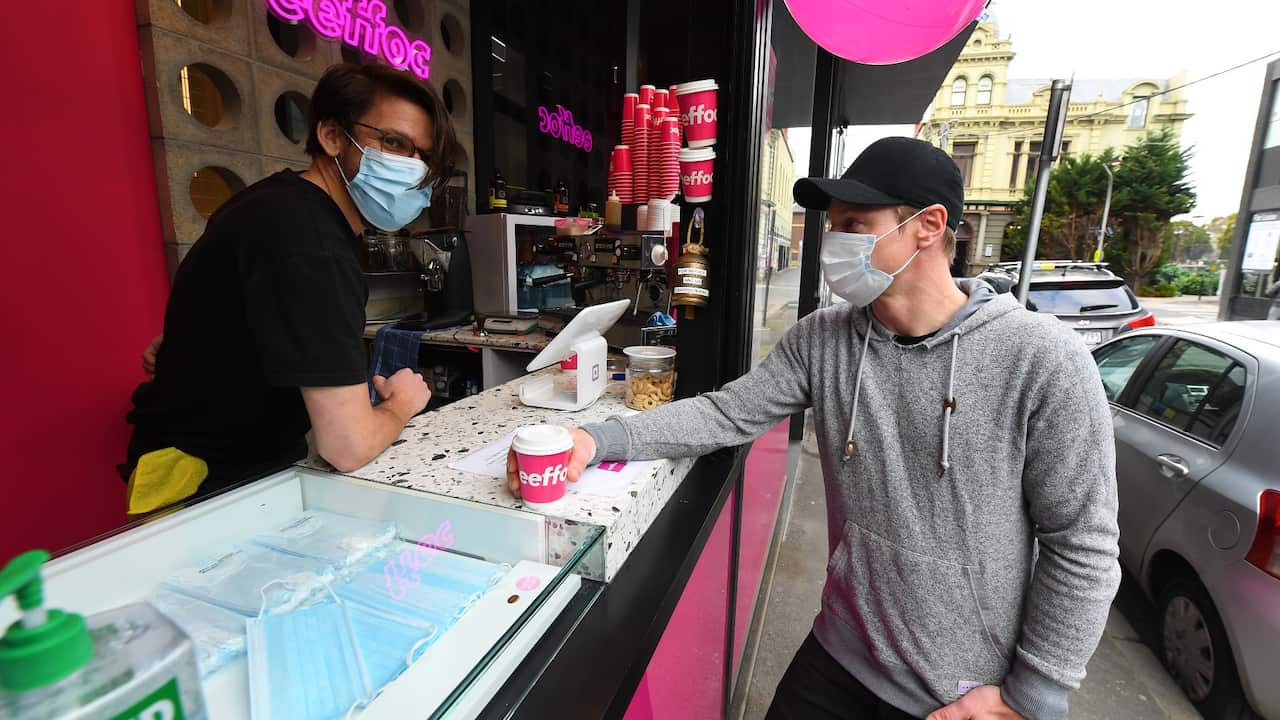 Melbournians going back to normal life, having a coffee