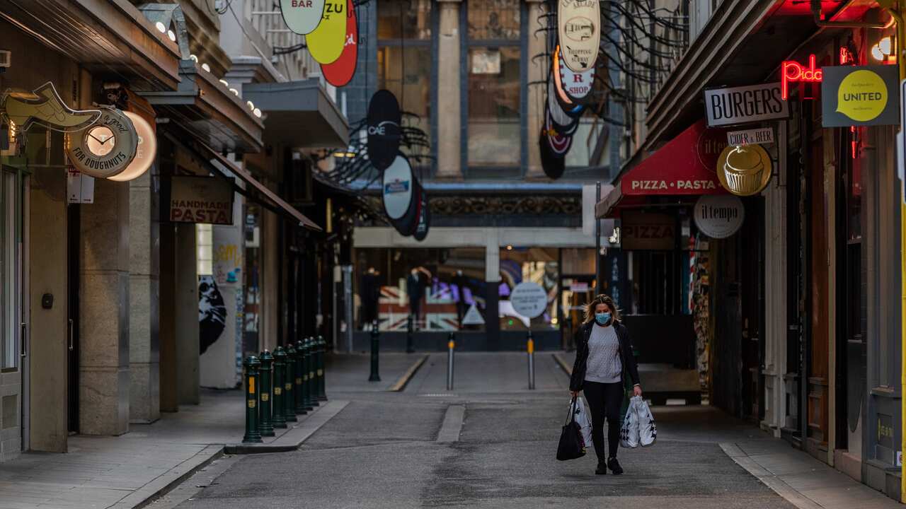  Degraves Street laneway en Melbourne, vacío.