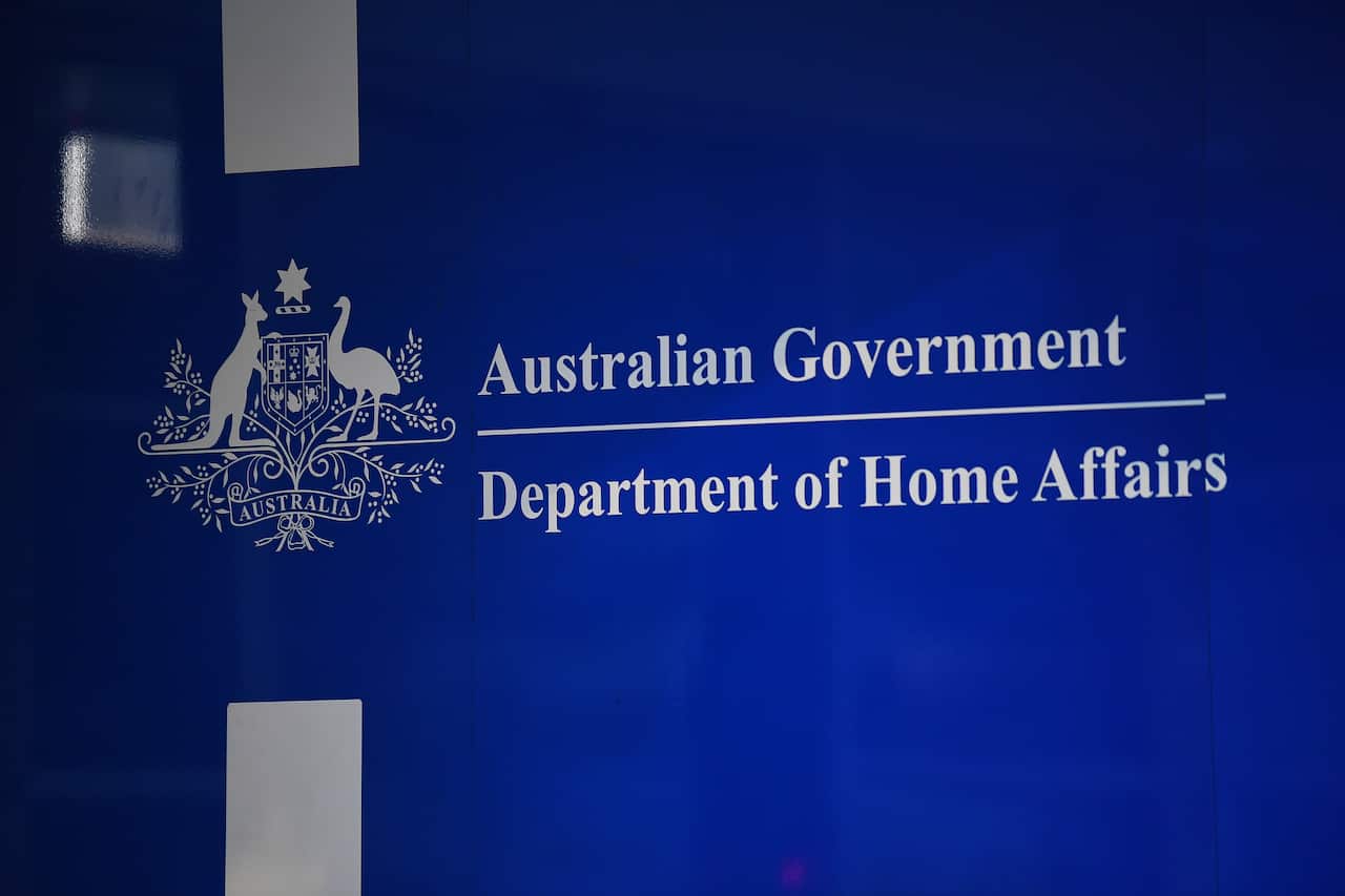 Signage for the Australian Government Department of Home Affairs is seen in Melbourne, Saturday, January 15, 2022. Novak Djokovic still faces uncertainty as to whether he can compete in the Australian Open, despite being announced in the tournament draw. 