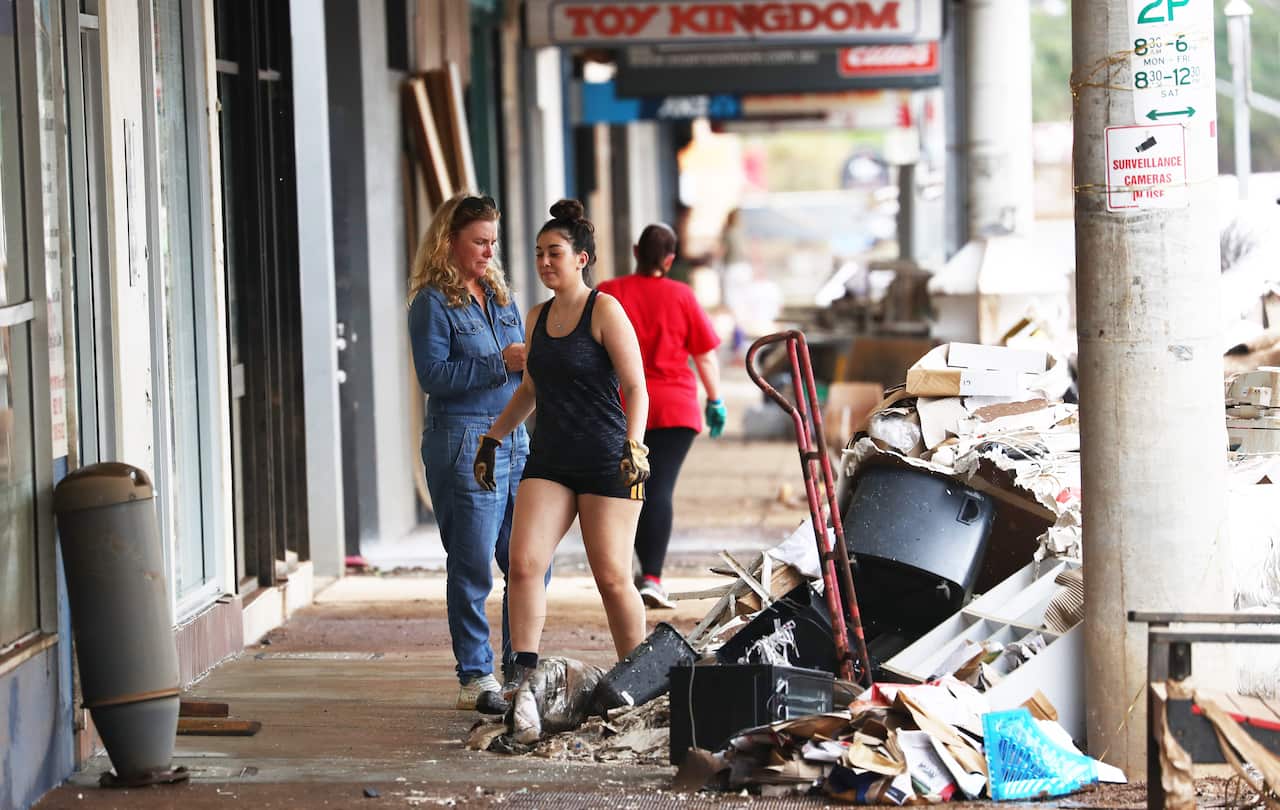 Scenes after the floods in the Central Business District of Lismore, NSW, Friday, March 4, 2022. (AAP Image/Jason O'Brien) NO ARCHIVING