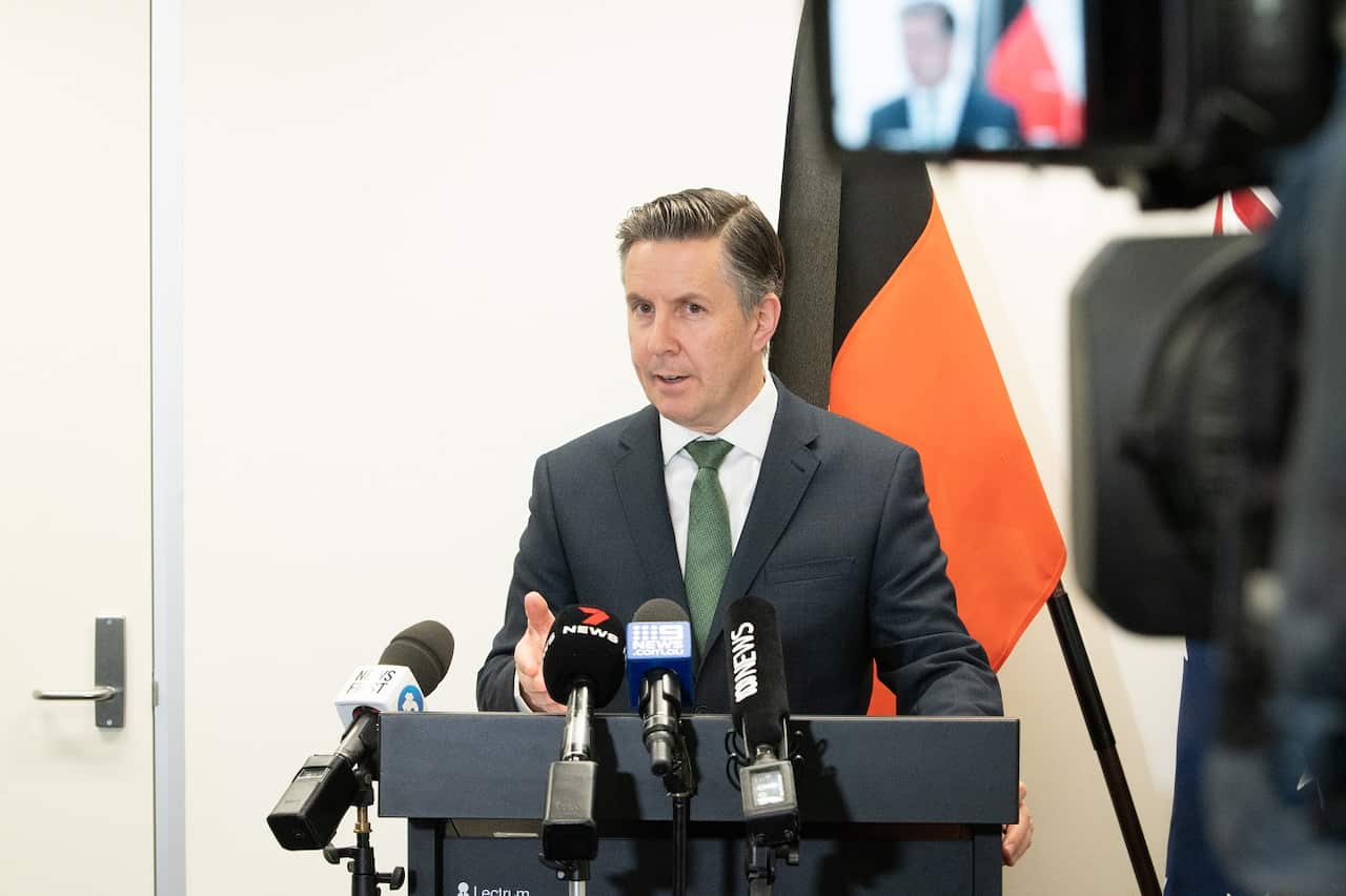 The Minister for Health and Aged Care Mark Butler provides a COVID-19 vaccine update Adelaide, Thursday, July 7, 2022. 