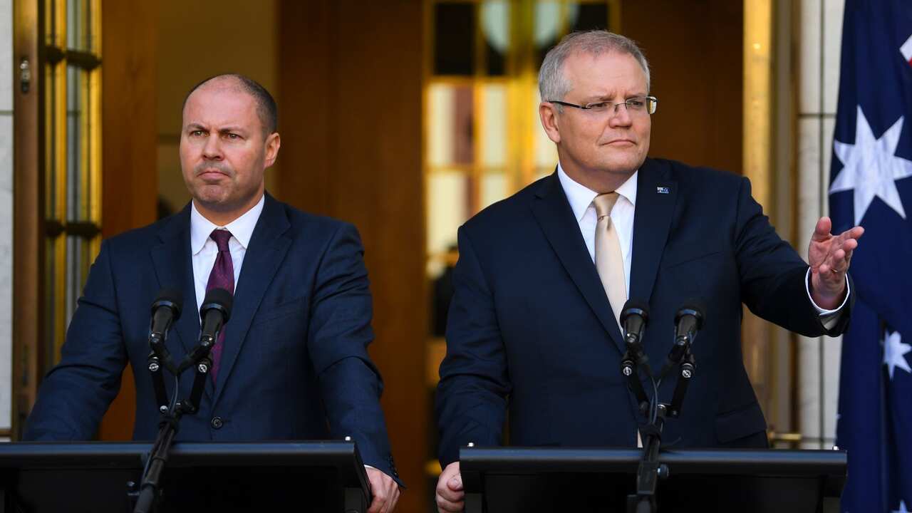 Australian Prime Minister Scott Morrison (right) and Australian Treasurer Josh Frydenberg (Left).
