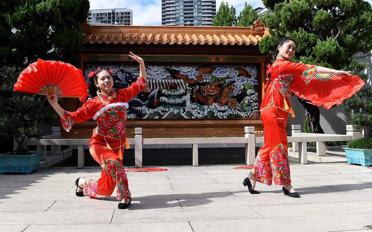 Chinese dancers perform during the Sydney Lunar Festival