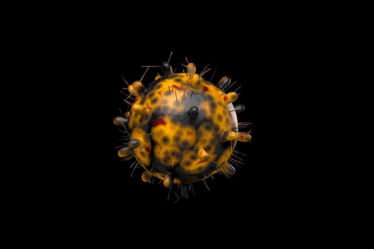 A computer generated image of the coronavirus omicron variant 