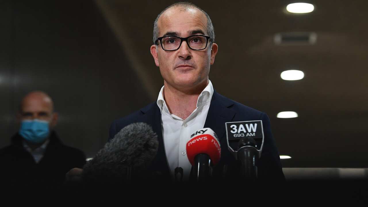 Acting Victorian Premier James Merlino speaks to the media during a press conference in Melbourne, Wednesday, June 16, 2021