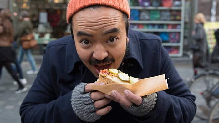Adam Liaw eating