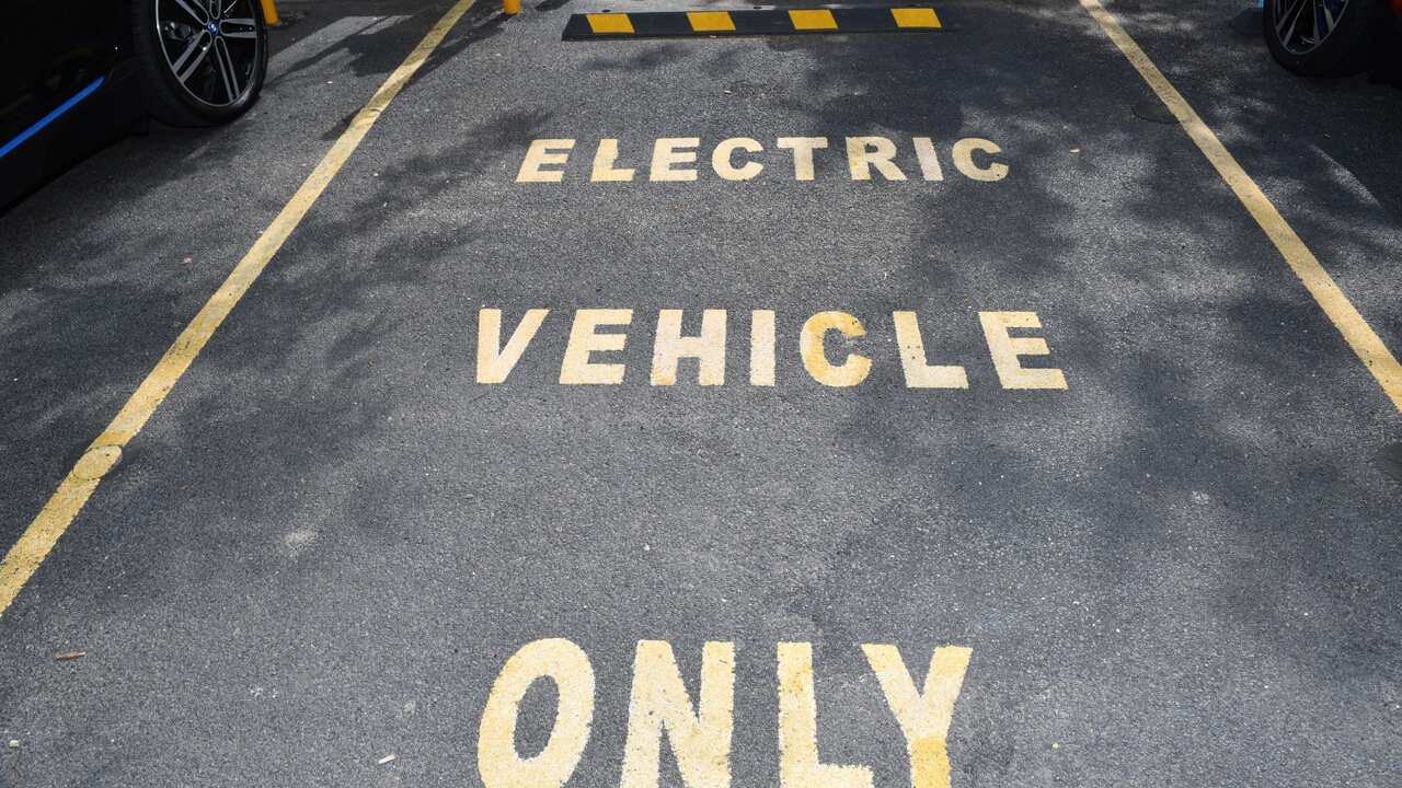 An empty car space at the Actewagl Electric Car Charging Station in Canberra