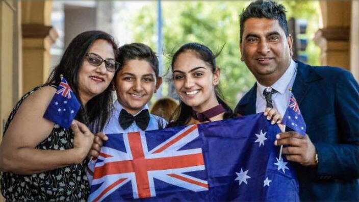 An Indian family at a citizenship ceremony in Adelaide. (Supplied)