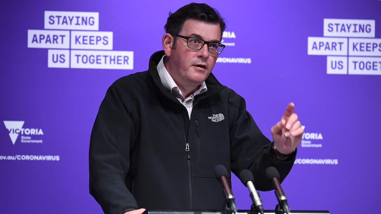 Victorian Premier Daniel Andrews addresses the media during a press conference in Melbourne, Sunday, October 18, 2020. Victoria has recorded two new cases of coronavirus and zero deaths in the past 24 hours. 