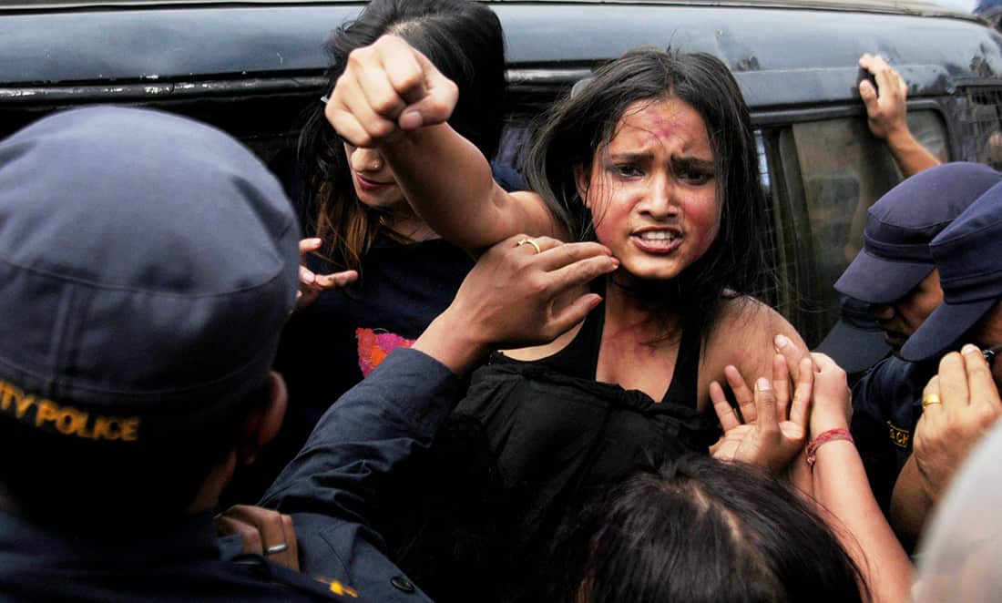 Protesters in Kathmandu demand death sentence for rapists on 18 August 2018.