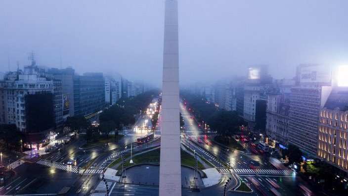 Obelisk monument in Buenos Aires, Argentina, early Monday morning, June 17, 2019.