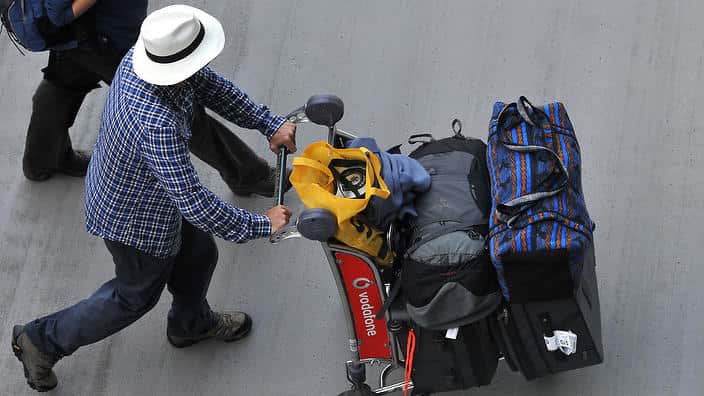 Tourists at the international airport in Sydney