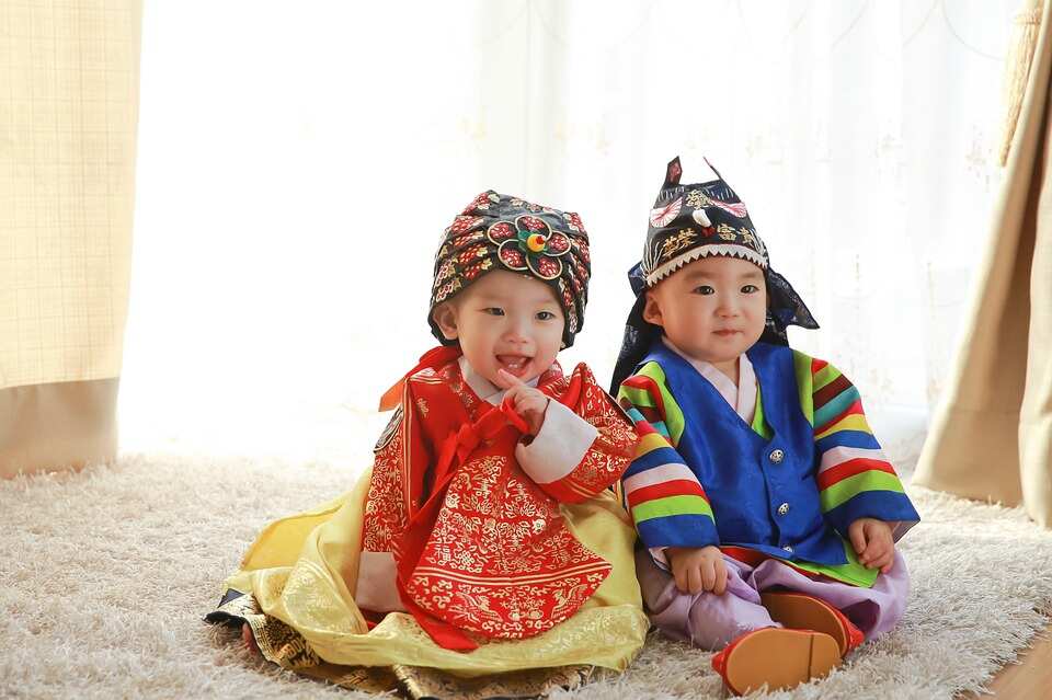 Babies wearing Hanbok
