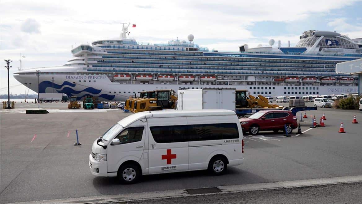 n ambulance believed to carry an infected passenger of the Diamond Princess cruise ship leaves the Daikoku Pier Cruise Terminal in Yokohama, south of Tokyo.
