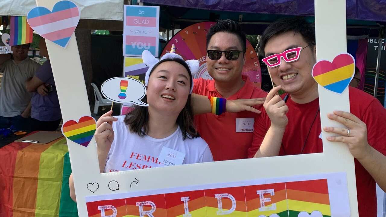 Cedric Yin-Cheng (R) and ANTRA's members Mayna & Michael