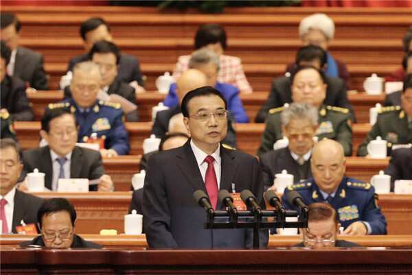 China Premier Li Ke Qiang reporting at 14th National People's Congress