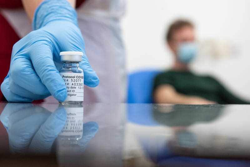 Close up of the coronavirus vaccine developed by AstraZeneca and Oxford University 