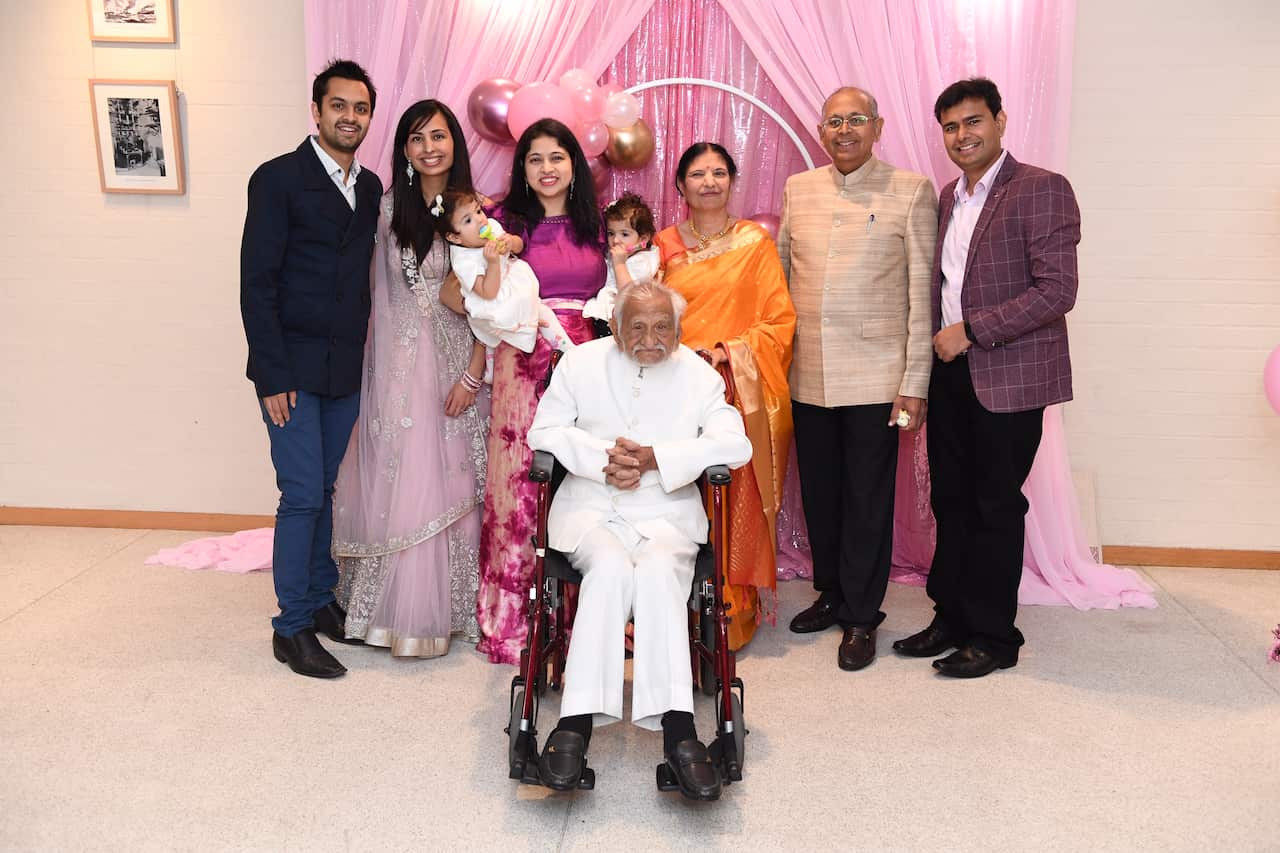 Shankerlal Trivedi with his family.