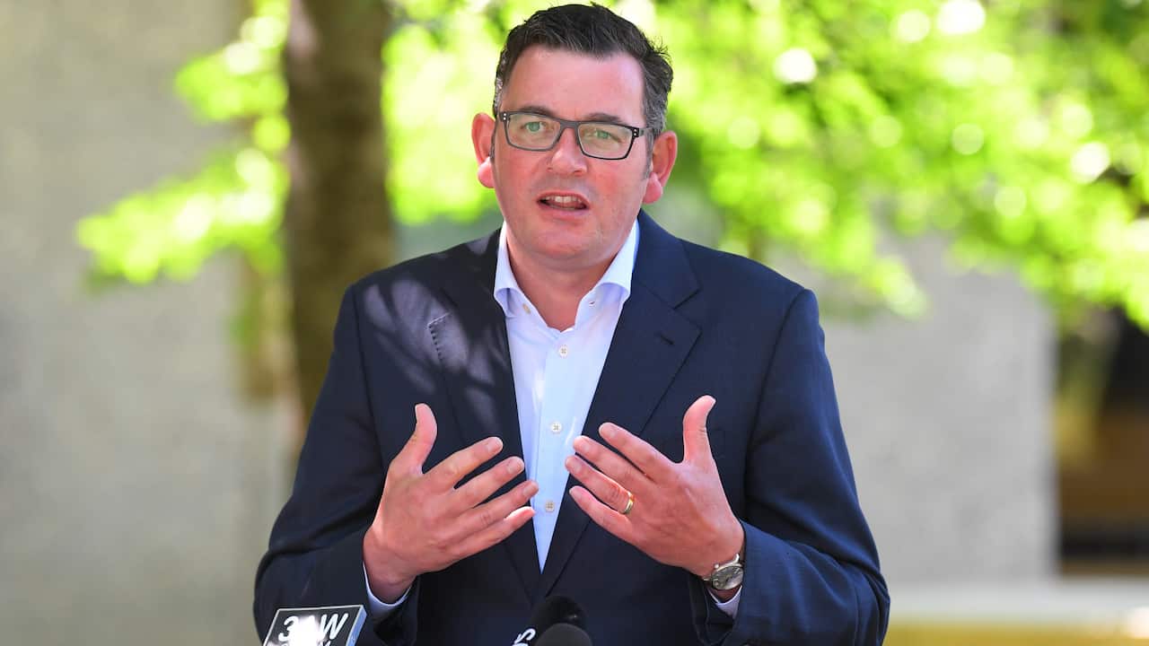 Victorian Premier Daniel Andrews addresses the media during a press conference.  