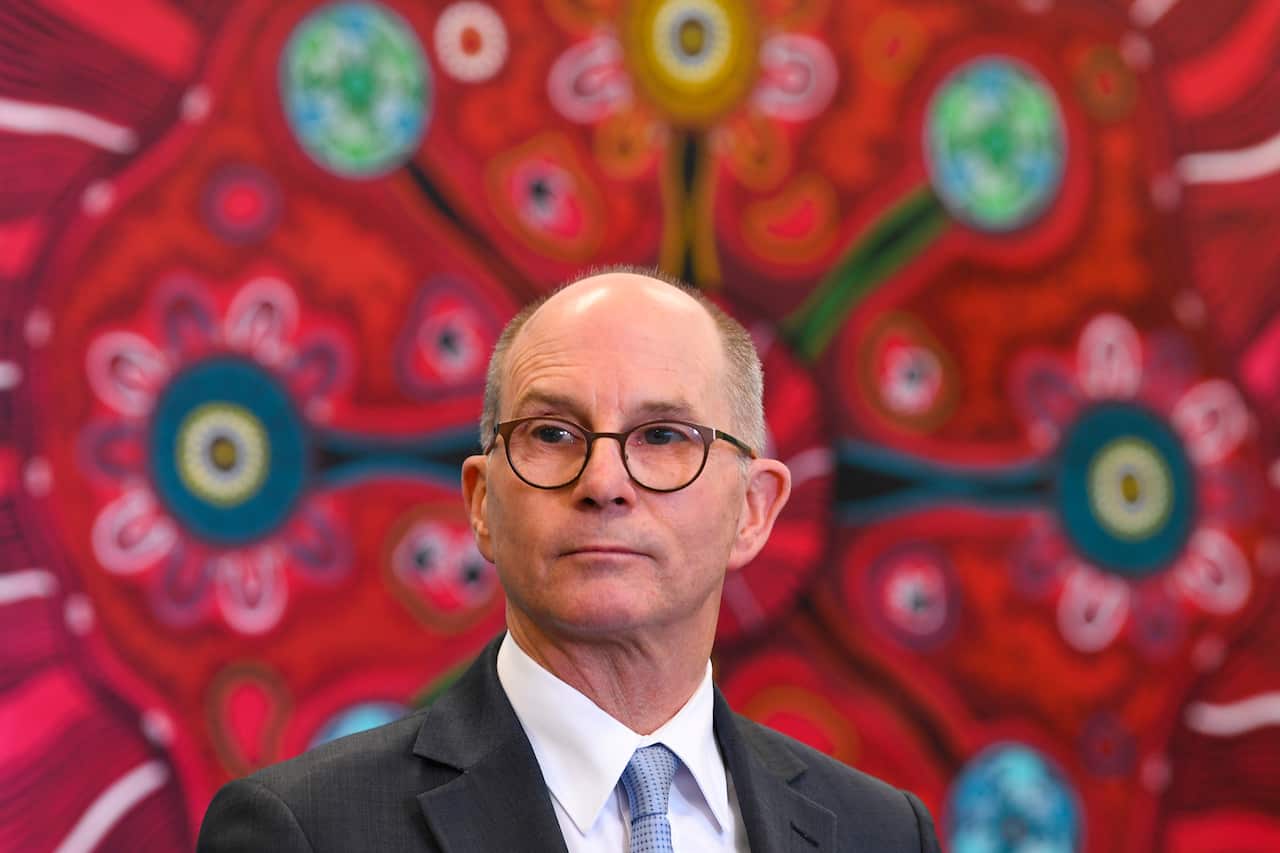 Deputy Chief Medical Officer Professor Paul Kelly speaks to the media during a press conference at the Australian Department of Health in Canberra, Monday, April 6, 2020. (AAP Image/Lukas Coch) NO ARCHIVING