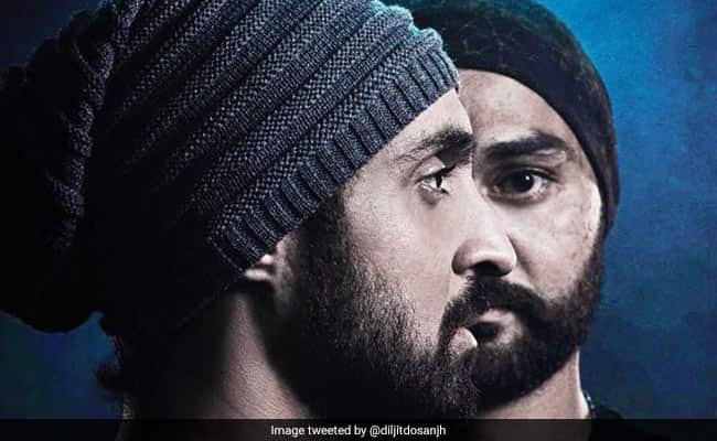 An image tweeted by Diljit Dosanjh (left), also showing half of hockey player Sandeep Singh's face