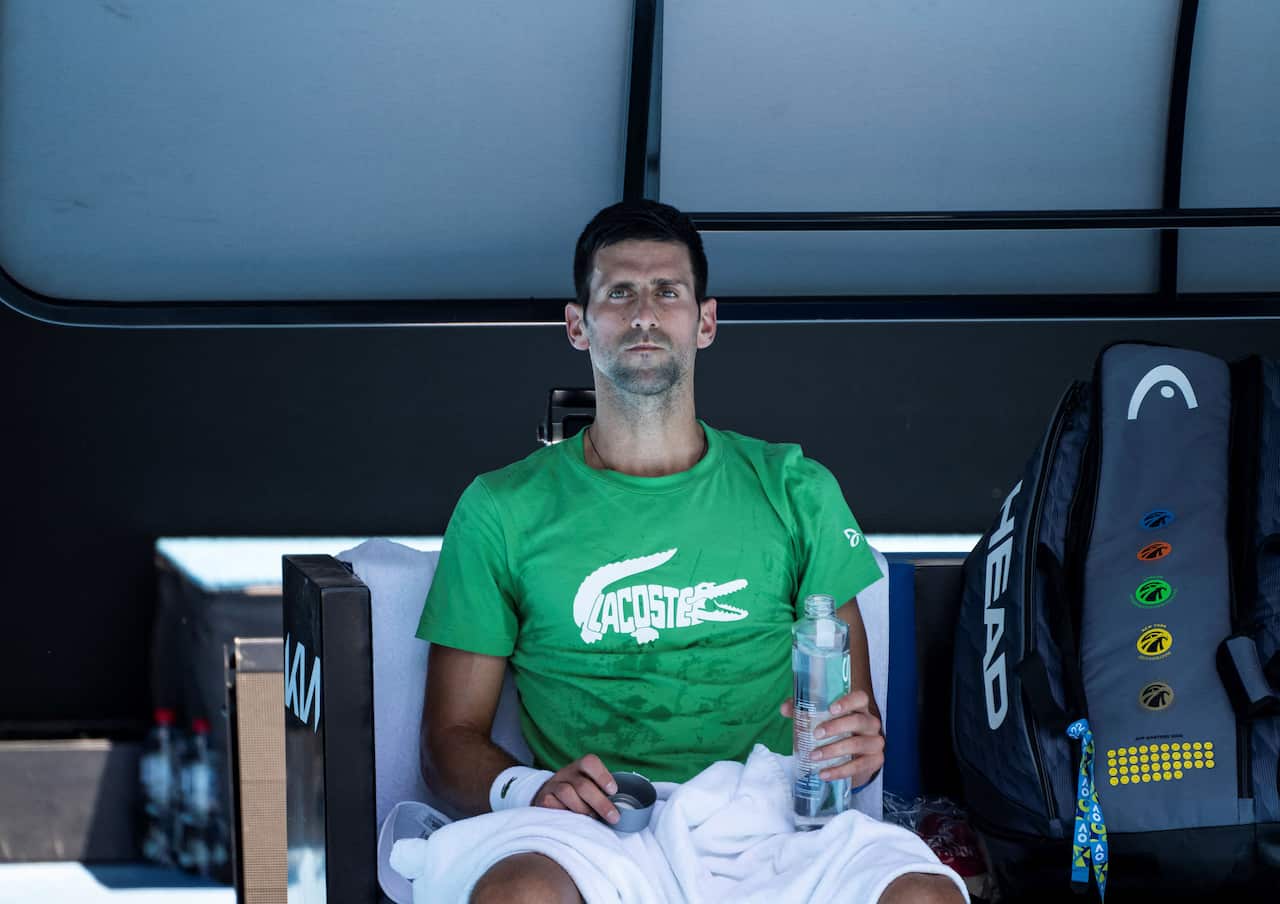 Novak Djokovic during a practise session before this year’s Australian Open, 13 Jan.