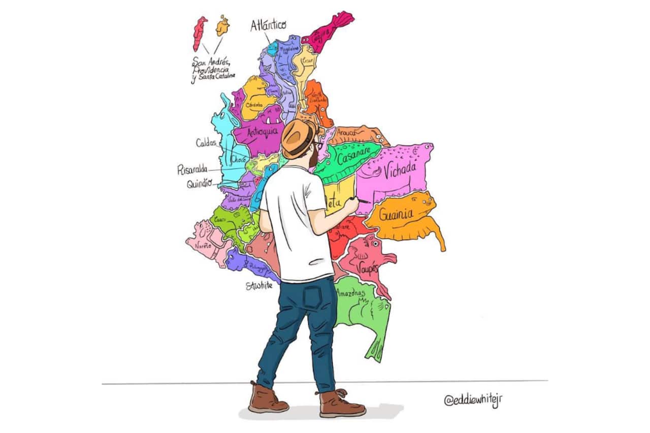 Mr White creates illustrations from all of the regions of Colombia.