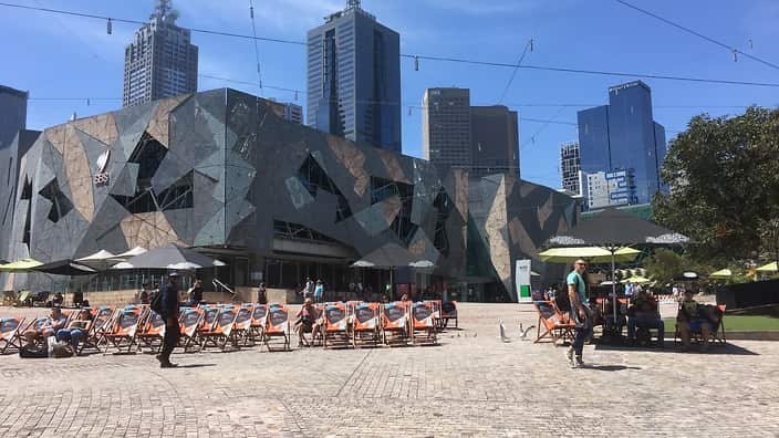 A view of Federation Square in Melbourne.