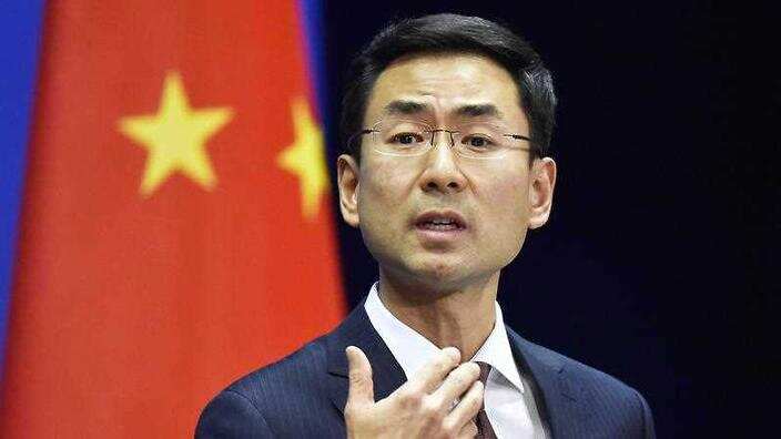 Chinese Foreign Ministry spokesman Geng Shuang at a press briefing.