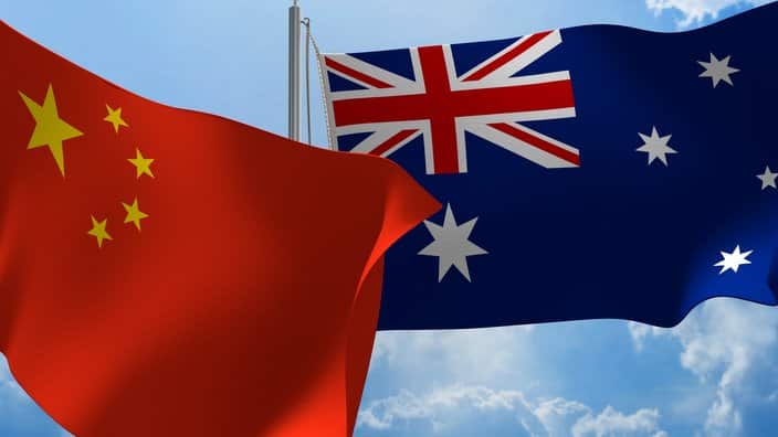 Flags from China and Australia