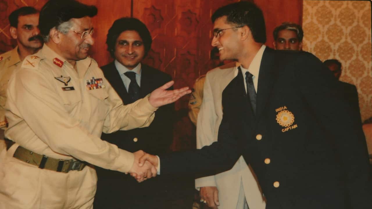 Indian Cricketer Sourav Ganguly shakes hand with General Pervez Musharraf, President of Pakistan ( Copy ) in Kolkata, West Bengal, India.