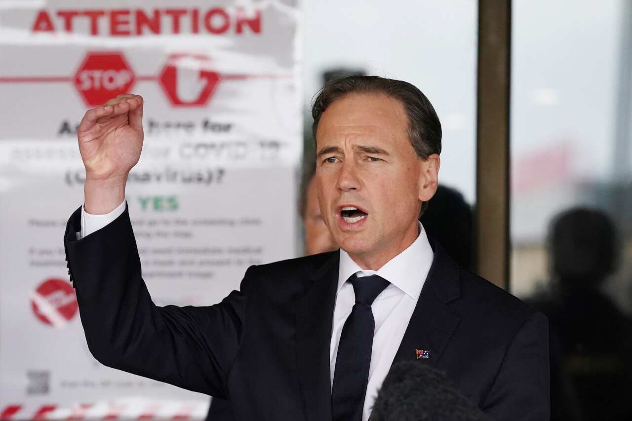 Health Minister Greg Hunt at a press conference at Frankston Hospital in Melbourne