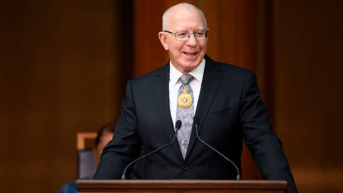 Incoming Governor-General David Hurley is seen during his swearing in ceremony 