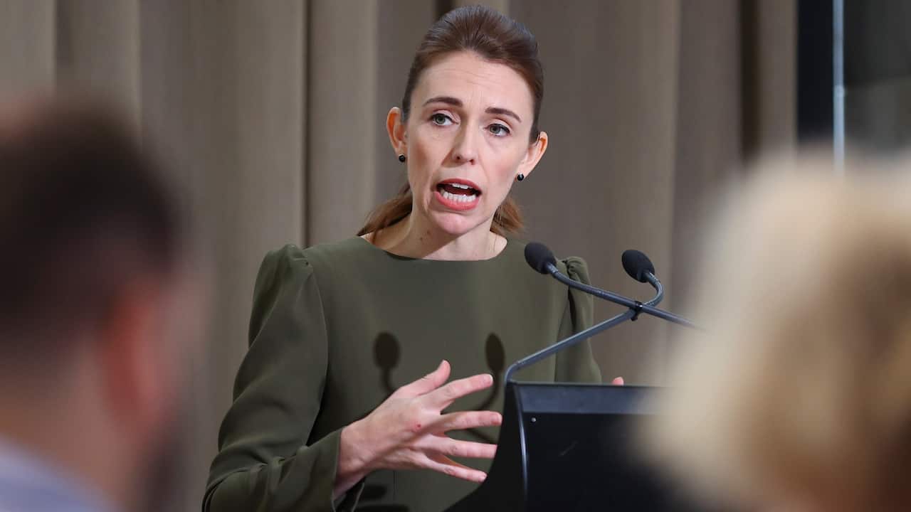 WELLINGTON, NEW ZEALAND - DECEMBER 08: Prime Minister Jacinda Ardern speaks to media during a media lock-up ahead of the release of the Royal Commission of Inquiry in relation to the Terrorist Attack on Christchurch Mosques at Parliament on December 08, 2