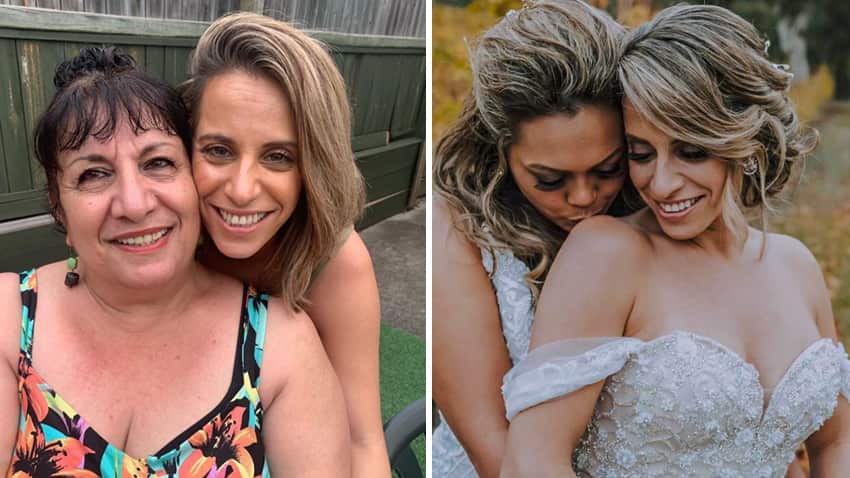 Lodi Ellias (L) with her daughter Joanne Ellias and Joanne's wife Jessica Pewe