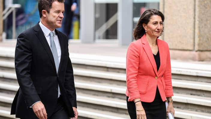 NSW Premier Gladys Berejiklian (right) and Attorney General Mark Speakman and new laws to protect children and young people from sexual abuse 