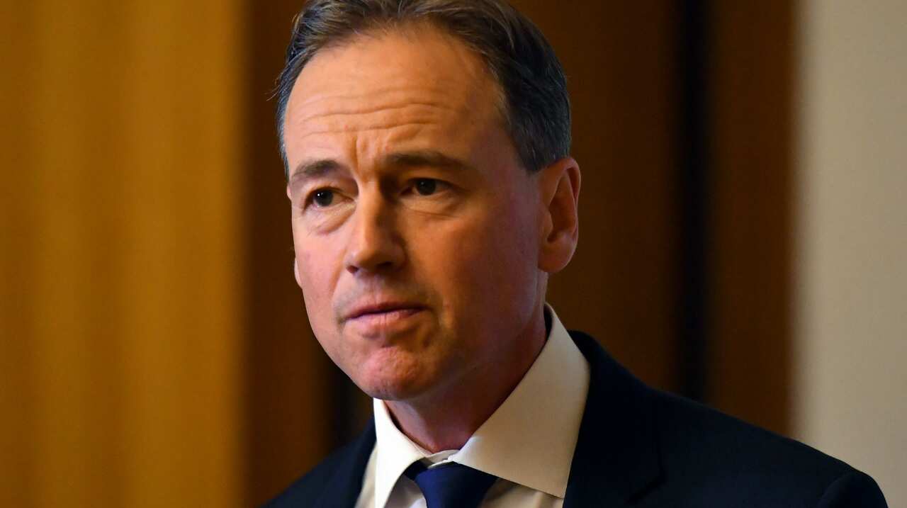 Minister for Health Greg Hunt at a press conference on sugar in drinks at Parliament House in Canberra, Monday, November 25, 2019. (AAP Image/Mick Tsikas) NO ARCHIVING