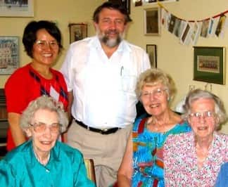 Front:Catherine, Sheila(the youngest sister) and Helen Mackenzie/Back: Kim Young Ok and her husband Robert Dowling