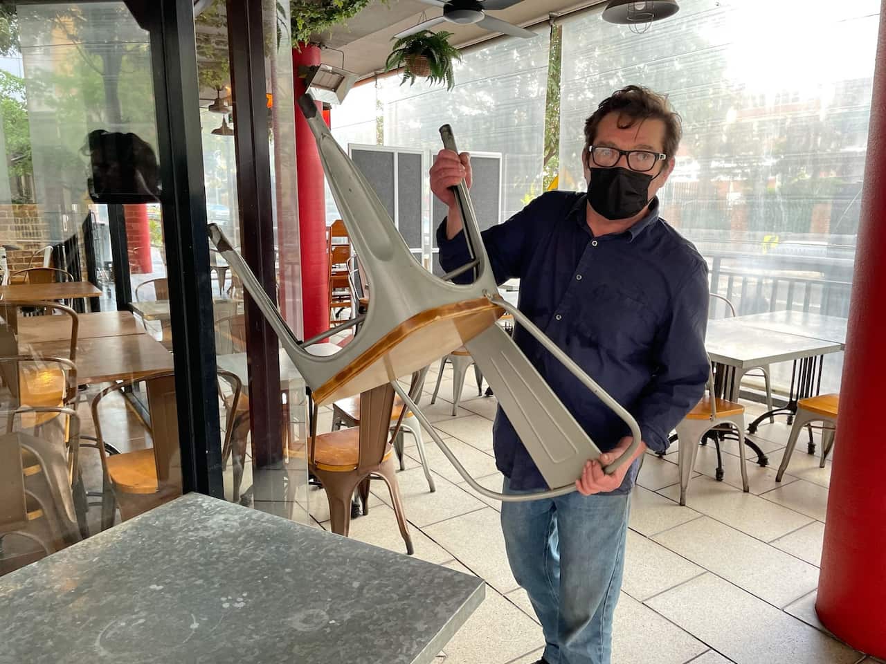 The owner of Nepalese fusion restaurant Sambandha in western Sydney, David Bregg prepared for the reopening