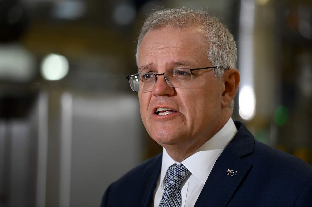 Prime Minister Scott Morrison speaks to the media