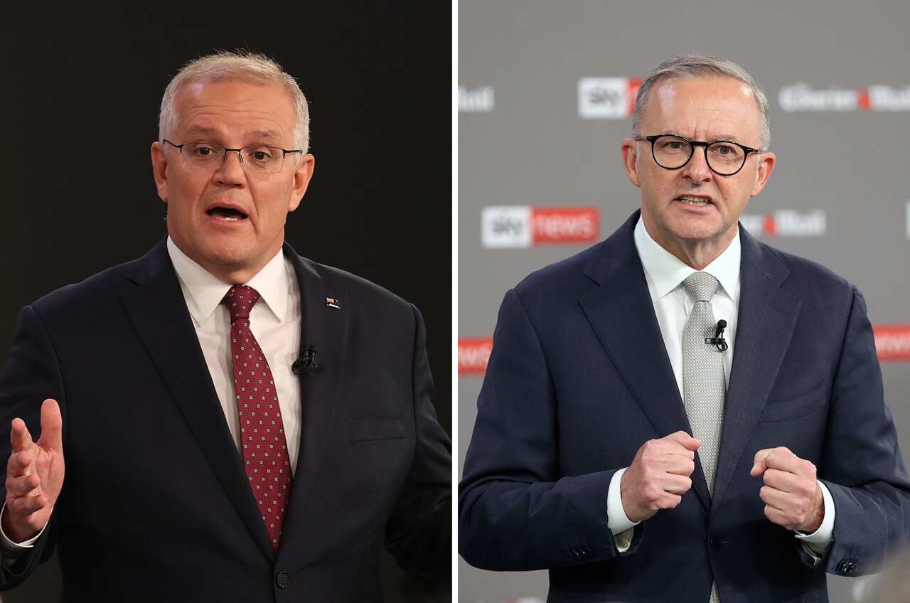 Prime Minister Scott Morrison and Australian Opposition Leader Anthony Albanese