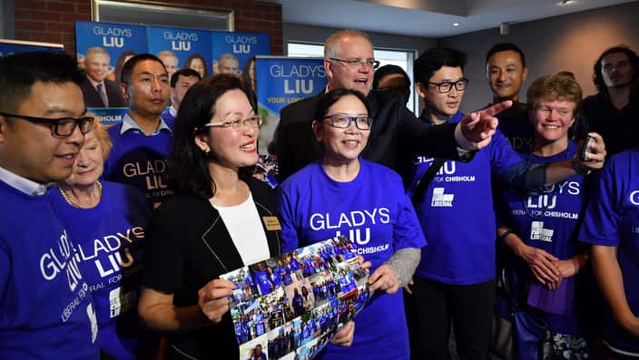 Prime Minister Scott Morrison launches the campaign of Liberal candidate for Chisholm Gladys Liu (AAP)