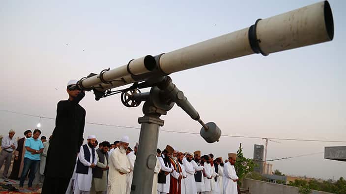 Muslim sight the moon to announce the beginning of the holy fasting month of Ramadan