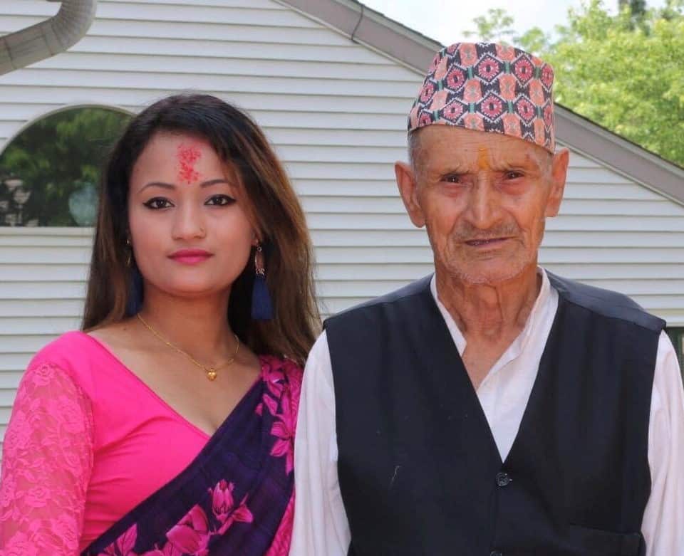 Writer Ashna Thapa with her grandfather, Late Chandra Bir Thapa.