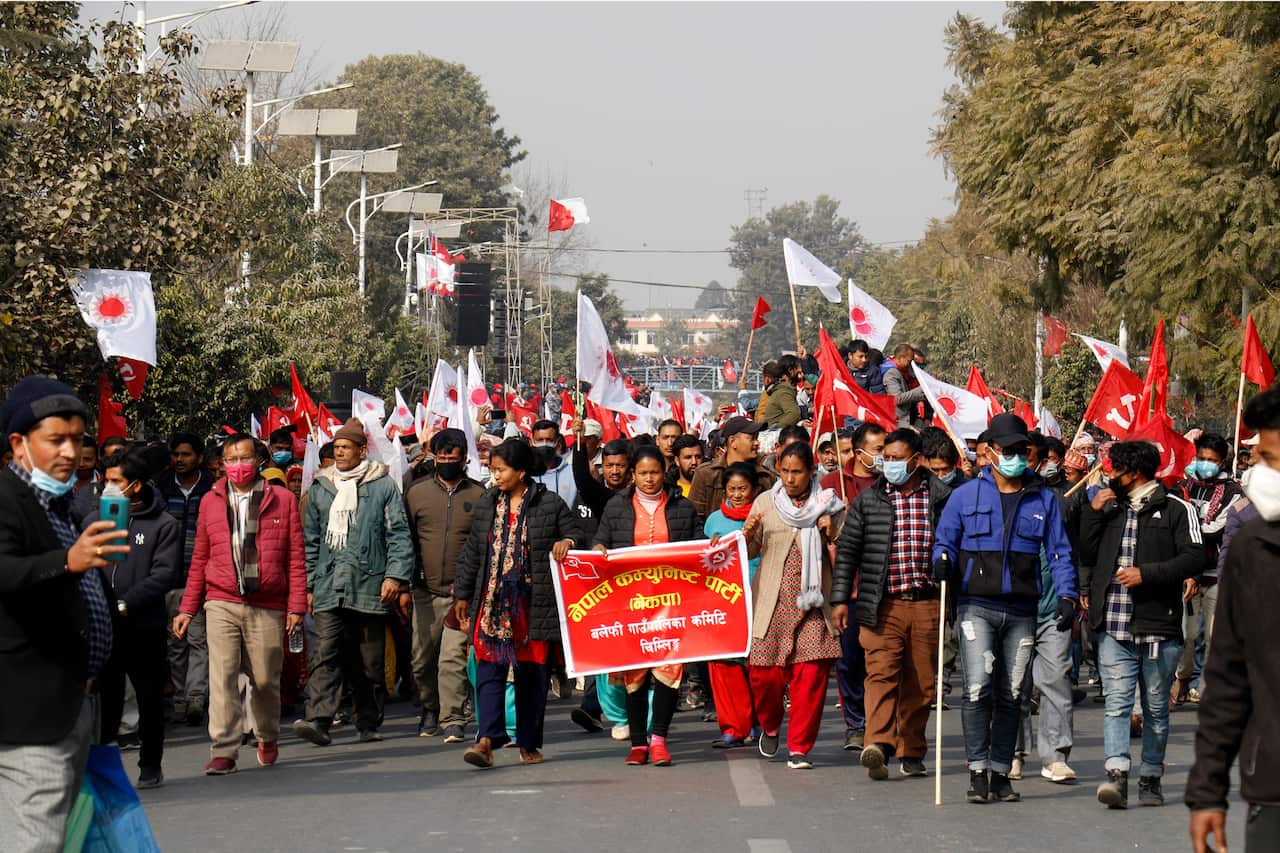 Anti-prime minister protest held in Nepal, led by Prachanda and Madhav Nepal.