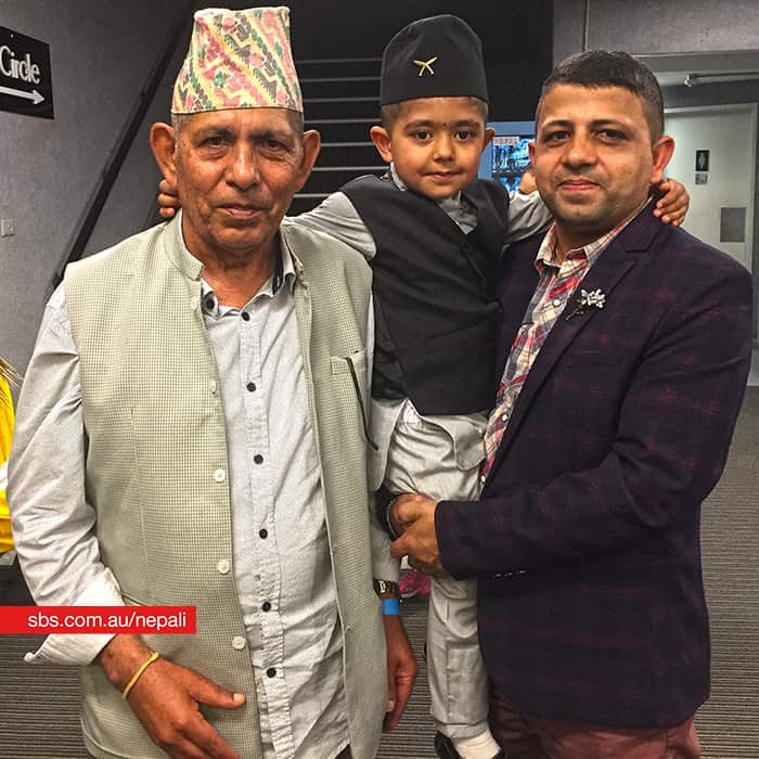 Josh Neupane with his Father Bhanu Neupane and Grandfather Durga Prasad Neupane