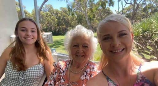 Sara Passarini (left) with her grandmother and cousin in Perth