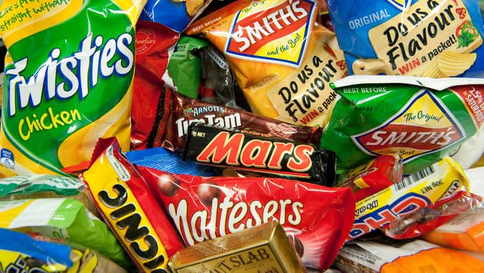 Junk food warning label