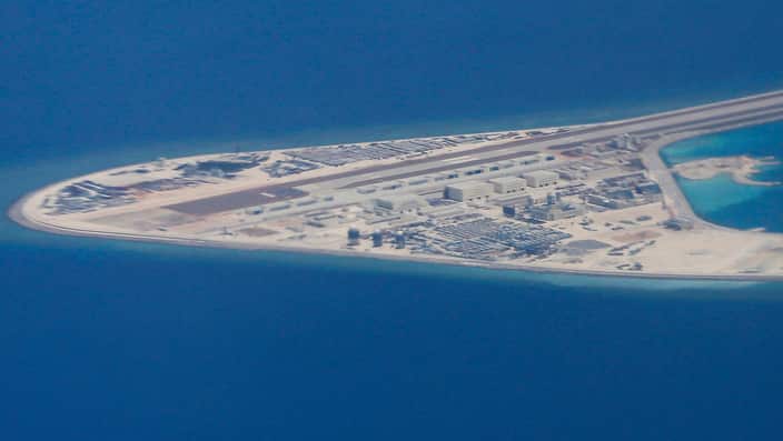File image of China’s man made Subi Reef in the Spratly chain of islands in the South China Sea